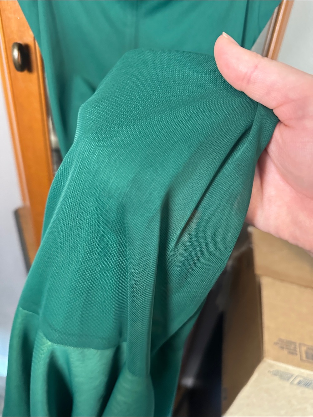 City Triangles Emerald Green Asymmetrical Ruffle Dress with Lime Accents - Picture 5 of 5